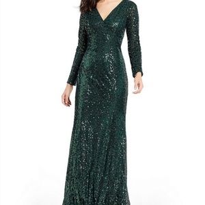 cachet metallic sequin gown